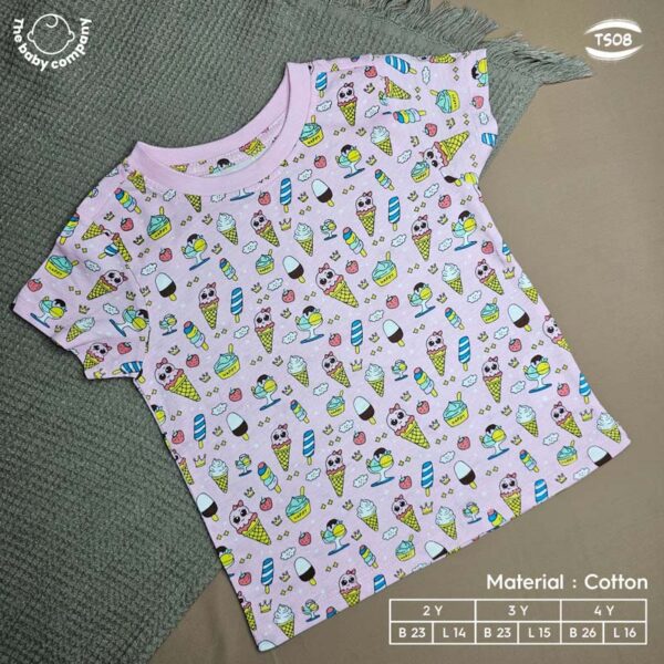 Ice-cream Graphic Cotton T-shirt for Little Girls