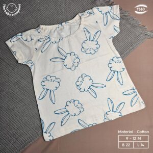 Cute Bunny Print Cotton Tee for Baby Girls